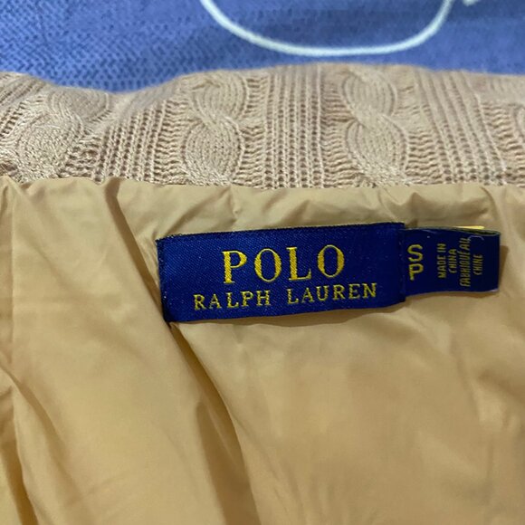Polo Ralph Lauren Tan Cable Knit Puffer Jacket - Picture 8 of 13